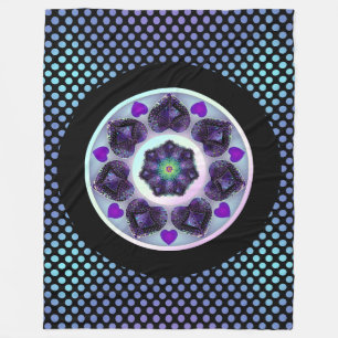 Lila paraply och hjärtan .7 fleecefilt