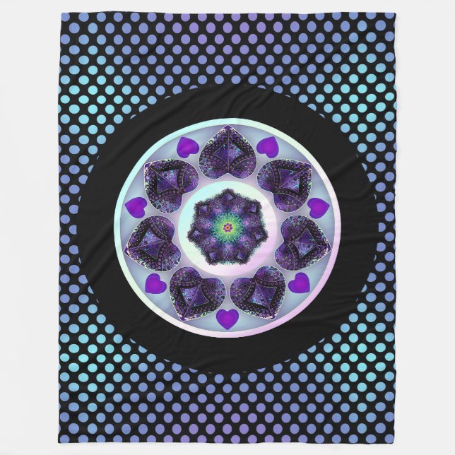 Lila paraply och hjärtan .7 fleecefilt (Framsidan)