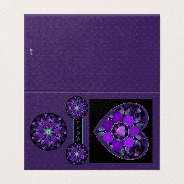 Lila paraply och hjärtan .7 kort (Utsida ovikt)