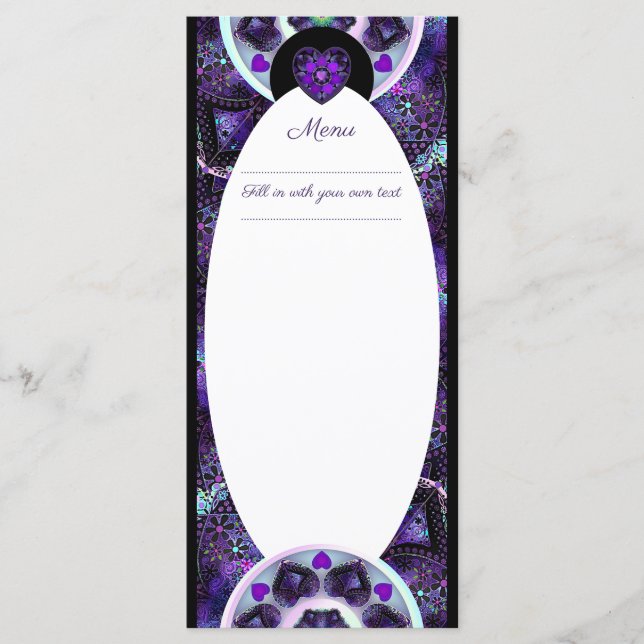 Lila paraply och hjärtan .7 meny (Framsida)