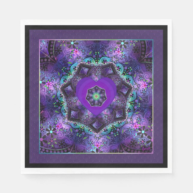 Lila paraply och hjärtan .7 pappersservett (Framsidan)