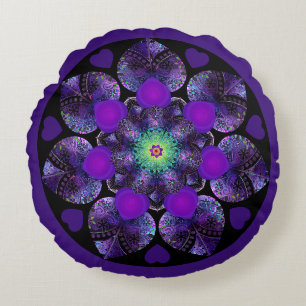 Lila paraply och hjärtan .7 rund kudde