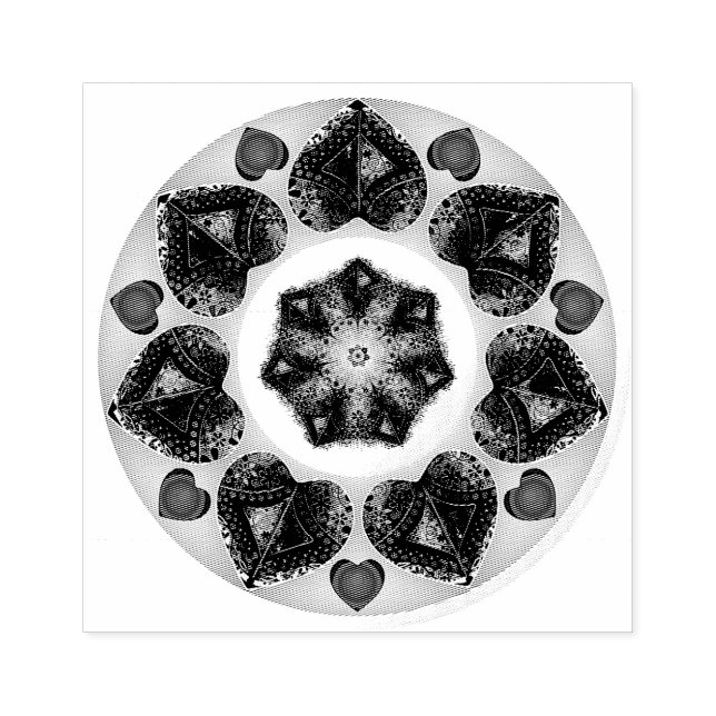 Lila paraply och hjärtan .7 stämpel (Tryck)