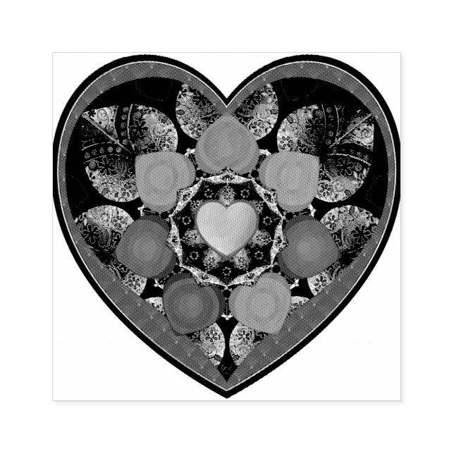 Lila paraply och hjärtan .7 stämpel (Tryck)