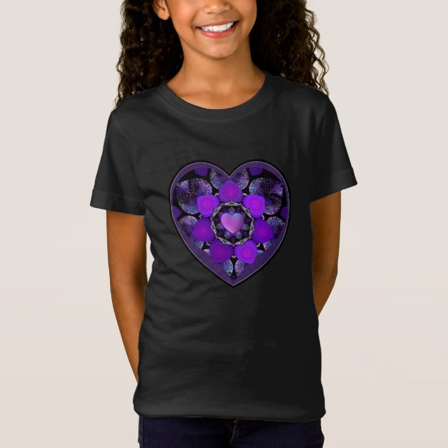 Lila paraply och hjärtan .7 t shirt (Framsida)