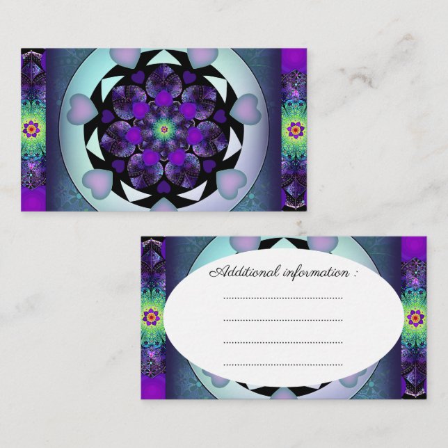 Lila paraply och hjärtan .7 tilläggskort (Fram/baksida)