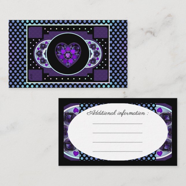 Lila paraply och hjärtan .7 tilläggskort (Fram/baksida)