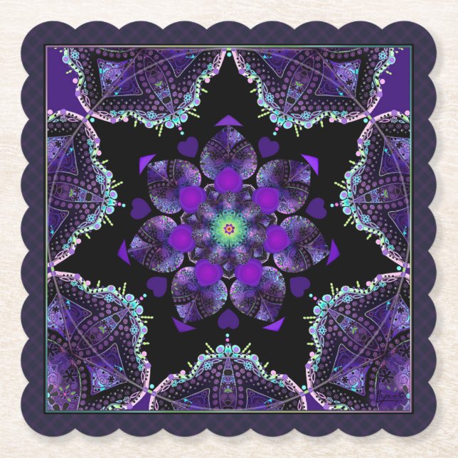 Lila paraply och hjärtan .7 underlägg papper (Framsida)