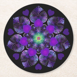 Lila paraply och hjärtan .7 underlägg papper rund