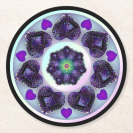 Lila paraply och hjärtan .7 underlägg papper rund