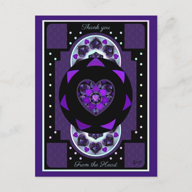 Lila paraply och hjärtan .7 vykort (Framsida)