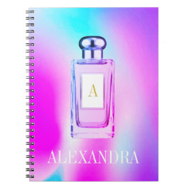 Lila Parfym Flaska Chic Monogram Personal Anteckningsbok