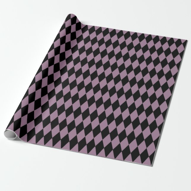 Lila Paris Art Deco Harlekinmönster Presentpapper (Utrullad)