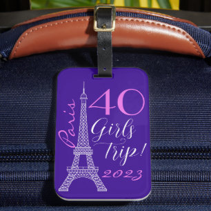 Lila Paris Eiffel Torn 40:e födelsedag Resa Bagagebricka