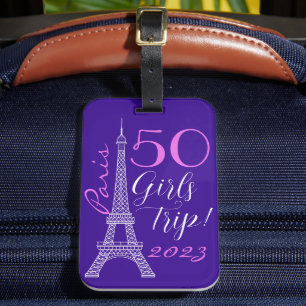 Lila Paris Eiffel Torn 50:e födelsedag Resa Bagagebricka