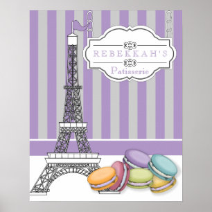 Lila Paris Macarons Eiffel Torn Monogram Poster