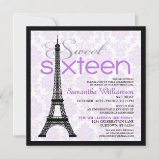 Lila Paris Sweet 16-inbjudningar Inbjudningar