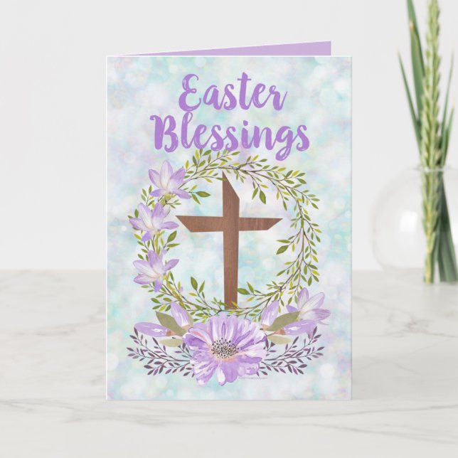 Lila Påsk Blessings Christian Bible Verse Card Helgkort (Framsida)