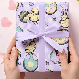 Lila Påsk Chickar och Bunny Öron Presentpapper
