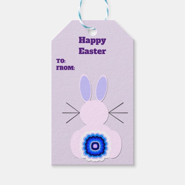Lila Påskhare Gift-Märkre Presentetikett (Framsidan)