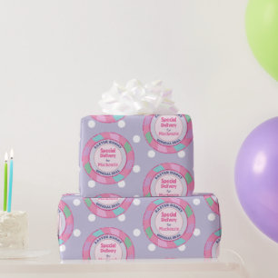 Lila Påskhare Speciell Delivery Rosa Glitter Presentpapper