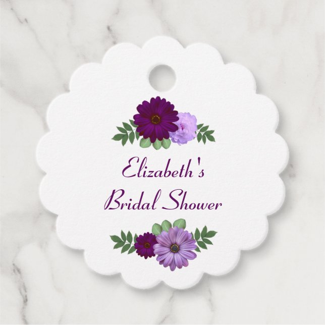 Lila Påsklilja Blommig Bröllopsfest Gåvor Etiketter (Framsida)