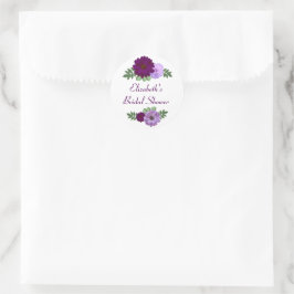 Lila Påsklilja Blommig Bröllopsfest Runt Klistermärke