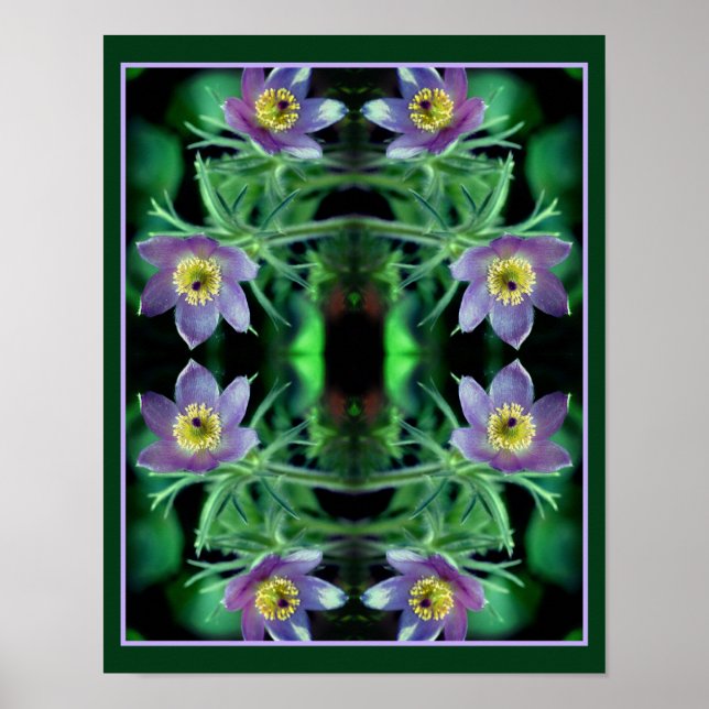 Lila Pasque Vår blommor Abstrakt Poster (Framsidan)