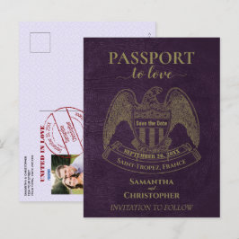 Lila pass kort snyggt roligt bröllop Spara datum