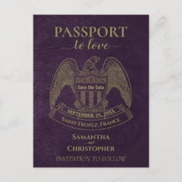 Lila pass kort snyggt roligt bröllop Spara datum