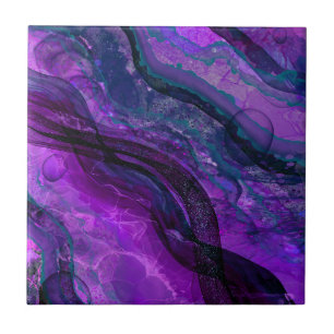 Lila Passion Alcohol Bläck Abstract Design Kakelplatta