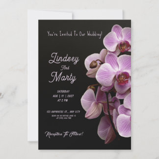 Lila Passion: Elegant Lila Orchids Bröllop Inbjudningar