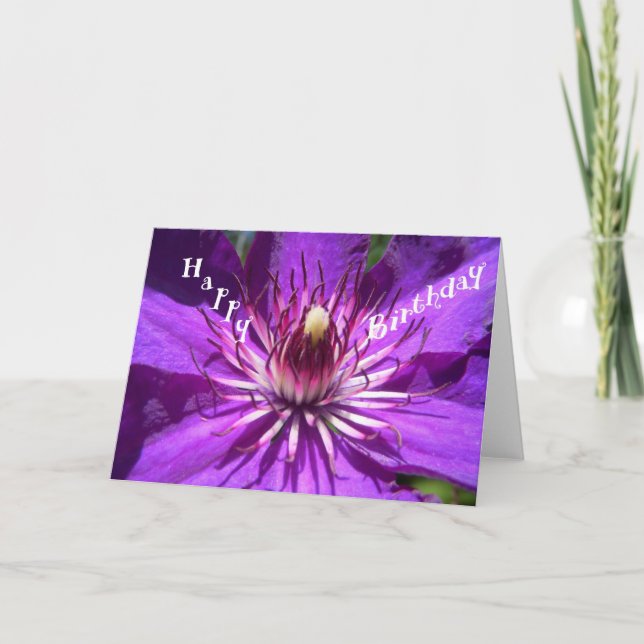 Lila Passion Flower Birthday Card Kort (Framsida)