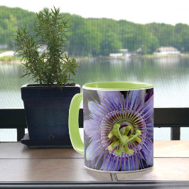 Lila Passion Flower Blommar Anpassade Mugg