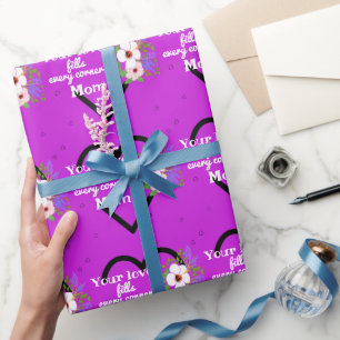 Lila Passion Hearts för Mors dag Presentpapper