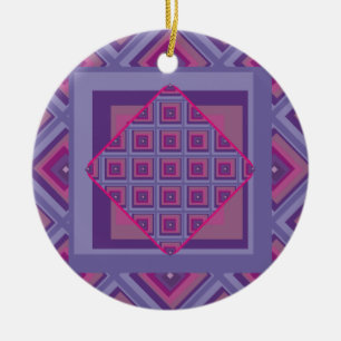 Lila passion lavender fält diamant mönster art julgransprydnad keramik