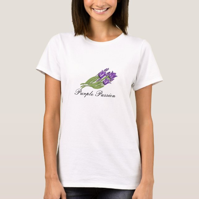 Lila Passion Tulips Tee Shirt (Framsida)