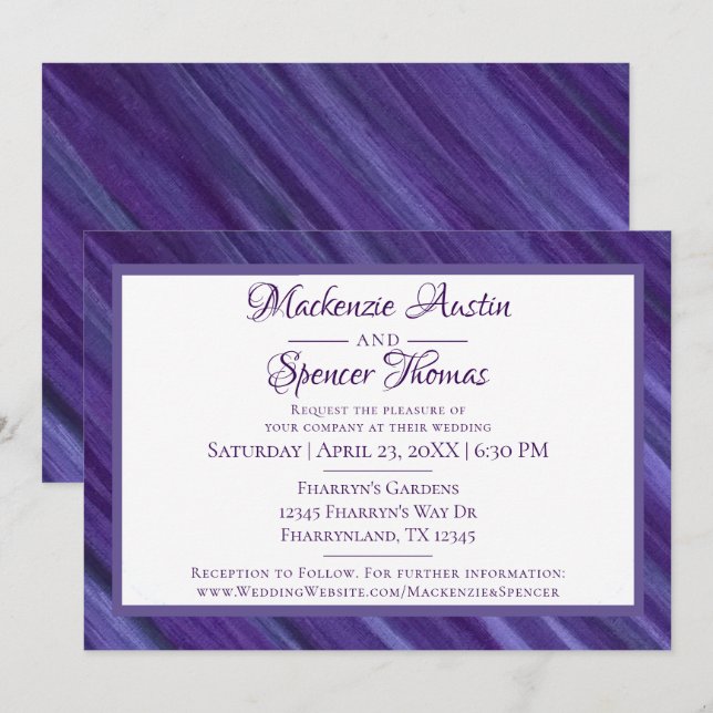 Lila Passion | Violet Lavender Plum Brushstroke Inbjudningar (Fram/baksida)