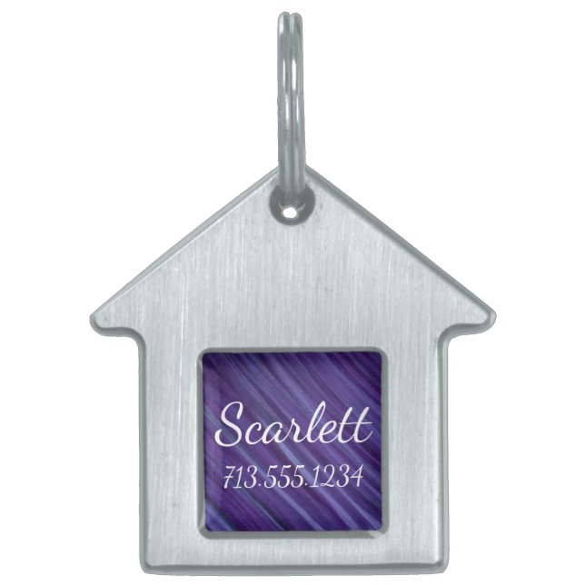 Lila Passion | Violet Lavender Plum Brushstroke Namnbricka Husdjur (Framsidan)