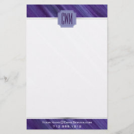 Lila Passion | Violet Plum Brushstroke Monogram Brevpapper