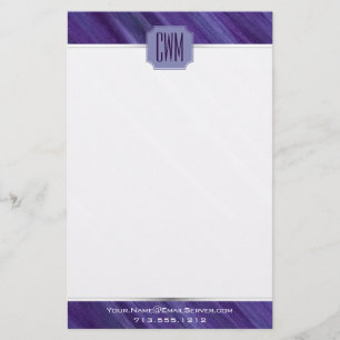 Lila Passion   Violet Plum Brushstroke Monogram Brevpapper