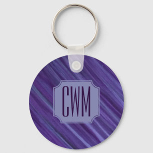 Lila Passion   Violet Plum Brushstroke Monogram Nyckelring