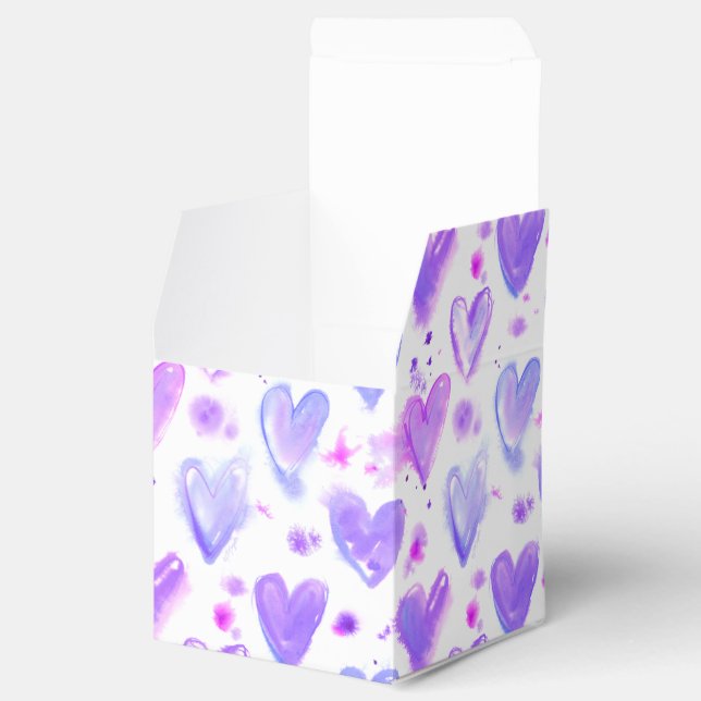 Lila Passion Watercolor Hjärtar Presentaskar (Öppnad)