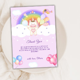 Lila Pastel Balloon Unicorn Rainbow Baby Shower Tack Kort