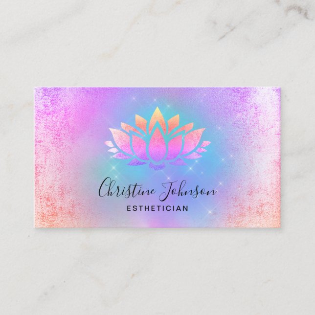 lila pastel blue orange lotus visitkort (Framsida)