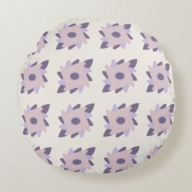 Lila pastel Decorativ färgplattor Rund Kudde (Framsidan)