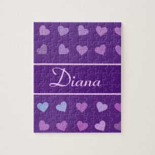 LILA PASTEL FÄRGAD HEARTS PERSONLIG PUSSEL