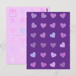 LILA PASTEL FÄRGAD HEARTS VYKORT