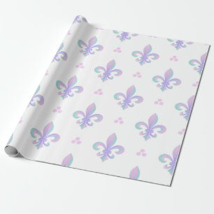 Lila Pastel Fleur De Lis Mönster Presentpapper