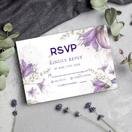 Lila Pastel Modern Blommigt Boho Bröllop OSA Card